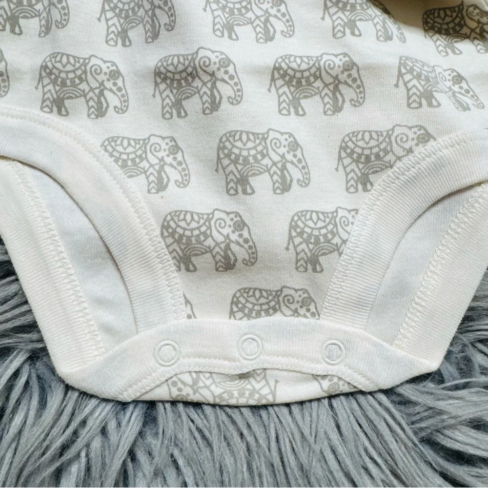 Elefant tales yellow & gray animal print onesies - NWT